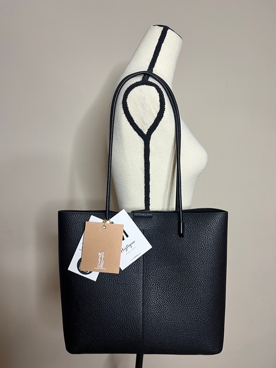 Miztique Handbags - 🎼🎵🎶Black Pebble Faux Leather Tote Bag by - Classic Everyday Shoulder Bag